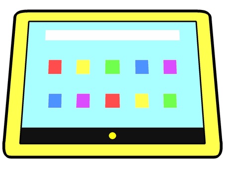タブレット端末のアイコン『黄』 タブレット,機械,電子機器,携帯,動画,視聴,ネットサーフィン,オンライン,wifi,モチーフのイラスト素材