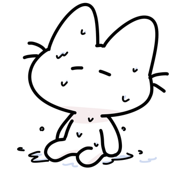 ゆるいネコが汗だく ネコ,汗,かく,汗だく,びしょびしょ,びちゃびちゃ,暑い,サウナ,脱水,ずぶ濡れのイラスト素材