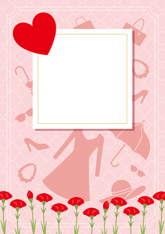 母の日ギフトのセールのチラシ素材02 母の日,カーネーション,5月,行事,春,ハート,ワンピース,アクセサリー,日傘,帽子のイラスト素材