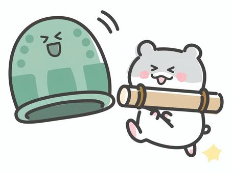 除夜の鐘をつくハムスター 除夜の鐘,大晦日,12月,ハムスター,年末年始,お正月,年越し,鳴らす,つく,寺のイラスト素材