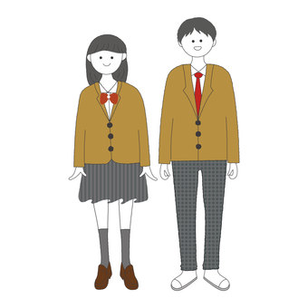 Illustration, girls high school student, male college student, student, 