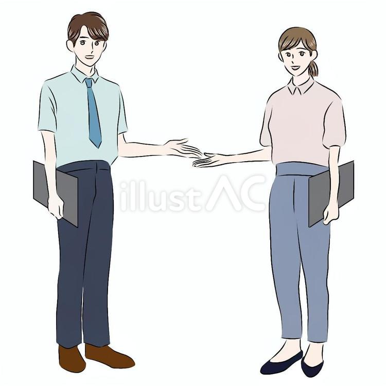 ご案内致します　こちらです　ペア 案内,紹介,男性のイラスト素材
