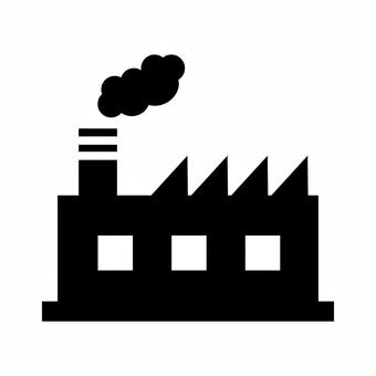 工場アイコン2_黒 工場,工業,アイコン,煙突,煙,生産,建物,製造,シンプル,仕事のイラスト素材