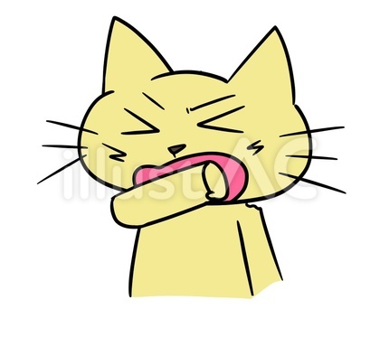 肘の内側でくしゃみをする猫