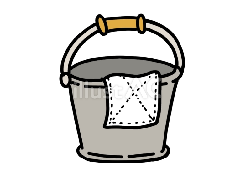 バケツとぞうきん　手描き ぞうきん,バケツ,大掃除のイラスト素材