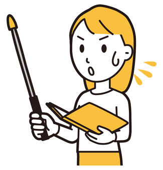  ロングヘア女性(黄)-364-バスト ポインター,女性,女の子,人物,かわいい,ポイント,説明,勉強会,プレゼンテーション,講義のイラスト素材