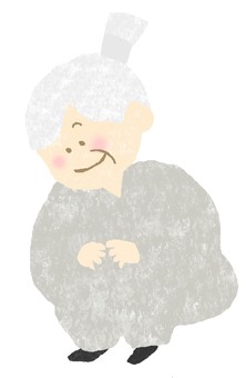 A squatting old man♪, tiny, cute, old man, JPG