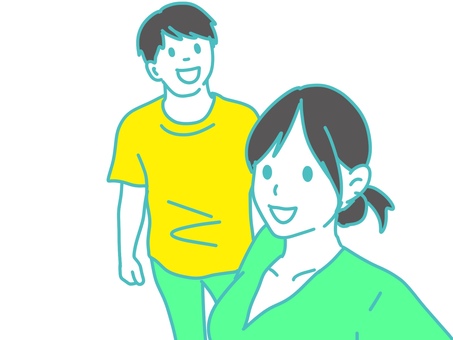 カップルの自撮り カップル,セルフィー,フォト,ツーショット,女性,男性,彼氏,彼女,大人,秋冬のイラスト素材