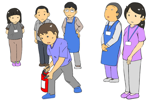 消火訓練 消火訓練,防災,防火,消防,訓練のイラスト素材