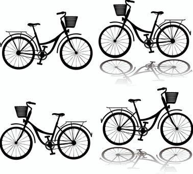 自転車,ママチャリ 自転車,ママチャリ,シルエット,買い物籠,買い物,通勤,通学,サイクリングのイラスト素材