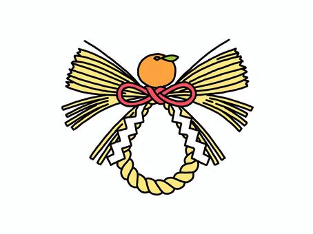 橙付きのシンプルな注連飾り 注連飾り,お正月飾り,橙のイラスト素材