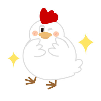 やったね！キラキラなにわとり にわとり,動物,生き物,やった,達成感,キラキラ,鳥,アクション,ポーズ,かわいいのイラスト素材