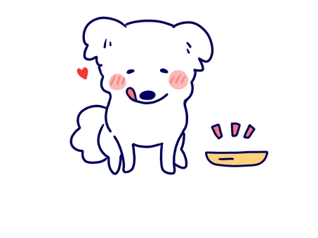 ごはんを完食した白い犬 ごはんを完食した白い犬 犬,ごはん,完食,美味しい,満足,雑種犬,保護犬,中型犬,小型犬,お皿のイラスト素材