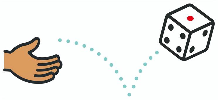 サイコロを投げる　バウンド サイコロ,投げる,バウンド,手,放物線,すごろく,ゲーム,かわいい,挿絵,アイコンのイラスト素材