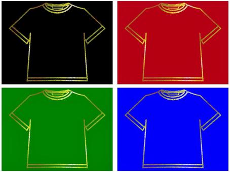 Tシャツのフレ−ム　金色　セット tシャツ,フレ−ム,ポストカード,メッセージカード,輪郭,セット,金色,黒,赤,緑のイラスト素材