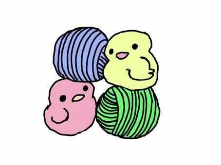小鳥と毛糸 小鳥と毛糸 小鳥,毛糸,手描きのイラスト素材