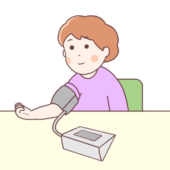 血圧を測る女性 上半身,血圧,血圧計,健康,診断,管理,測る,測定,セルフ,チェックのイラスト素材