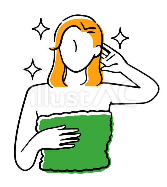 髪の毛のきれいな女性のイラスト 人物,シンプル,女性のイラスト素材