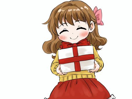 笑顔の女の子とプレゼント