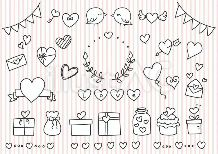 手描き ハート素材　いろいろ_01 ハート,手描き,アイコンのイラスト素材