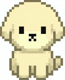 ドット絵のベージュの子犬です。 ドット絵,犬,子,シンプル,小型,幼い,可愛い,小さい,座敷犬,おすわりのイラスト素材