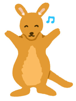 やったーと手を挙げている可愛いカンガルー カンガルー,喜ぶ,万歳,動物園,うれしい,楽しい,ご機嫌,成功,全身,正面のイラスト素材