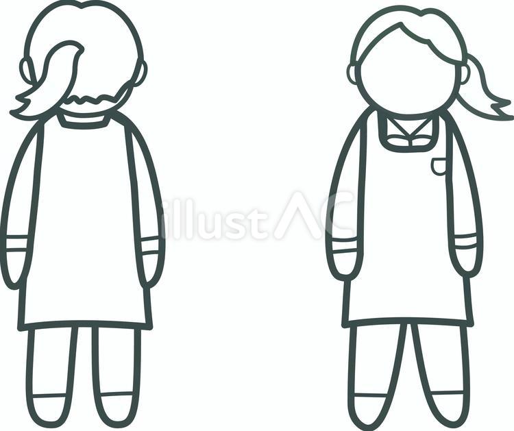 棒人間　シャツ　エプロン　女性A 店員,女性,従業員のイラスト素材