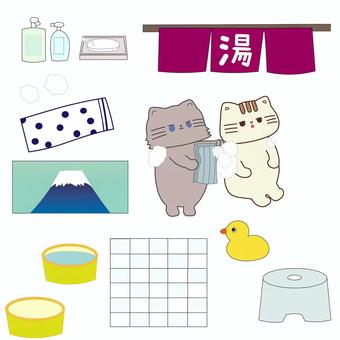 Cat public bathhouse, JPG and AI Cat public bathhouse, public bath, hot spring, cat, JPG and AI