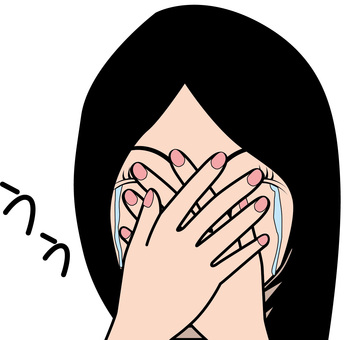泣く女性 泣く,悲しい,涙,悲劇,手,覆う,若い,女性のイラスト素材