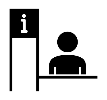 インフォメーションカウンター インフォメーションカウンター,受付,サービスカウンター,係員,アイコン,窓口,情報,問い合わせ,人物,シルエットのイラスト素材