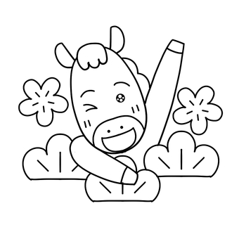 うま！塗り絵 動物,生き物,馬のイラスト素材