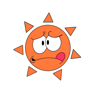 困る太陽 デフォルメ,太陽,晴れ,気候,天気,困るのイラスト素材