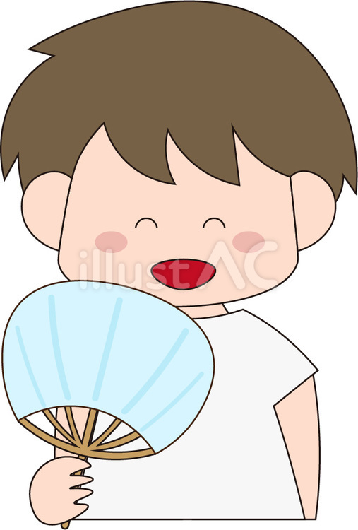 うちわ　男性 うちわ,夏,仰ぐのイラスト素材