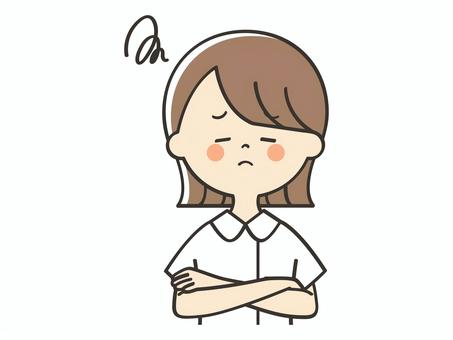 悩み事がある女性看護師 看護師,悩む,困る,考える,心配,失敗,看護士,看護婦,ナース,薬剤師のイラスト素材