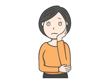 悩む女性のイラスト(アイコン) 悩む女性,女性,検討,考察,女の人,女,ポーズ,悩む,大人,不安のイラスト素材