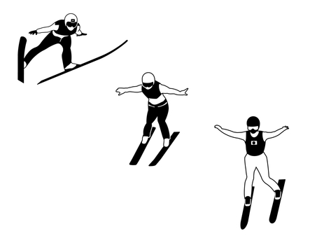 スキージャンプ スキージャンプ,セット,競技,種目,ウインタースポーツ,運動,冬,迫力,ダイナミック,人のイラスト素材