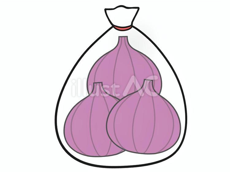 袋に入った複数の紫玉ねぎのイラスト 食べ物,野菜,玉ねぎのイラスト素材