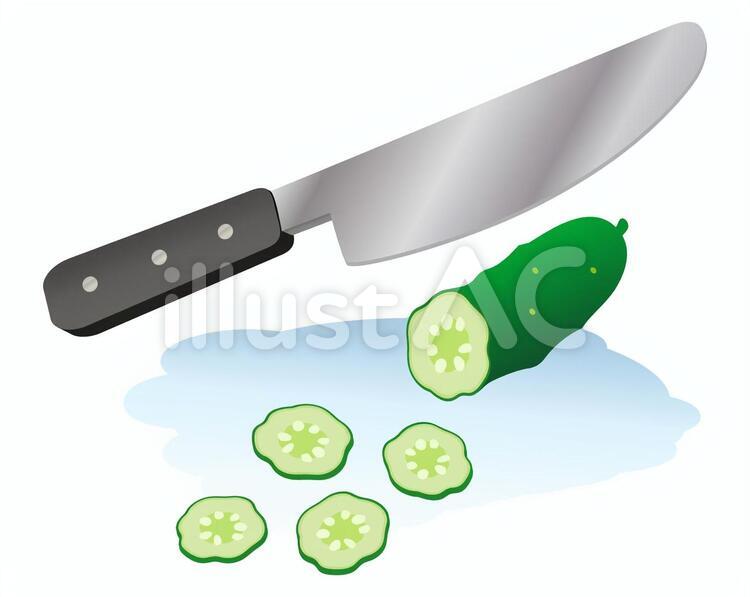 きゅうり切る きゅうり,野菜,食べ物のイラスト素材