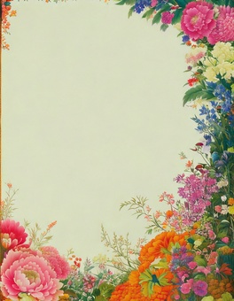 Japanese-style flower frame (vertical), frame, frame, fashionable, JPG