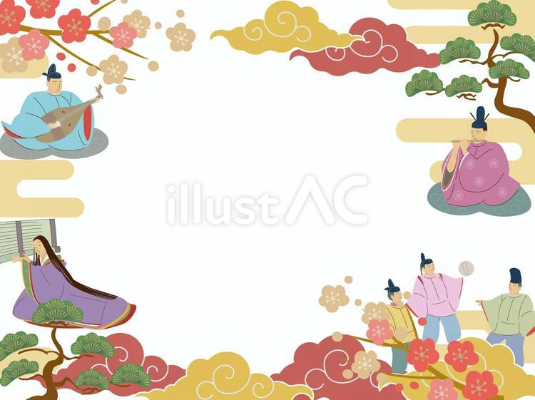 平安時代の背景フレーム 平安時代,貴族,優雅のイラスト素材