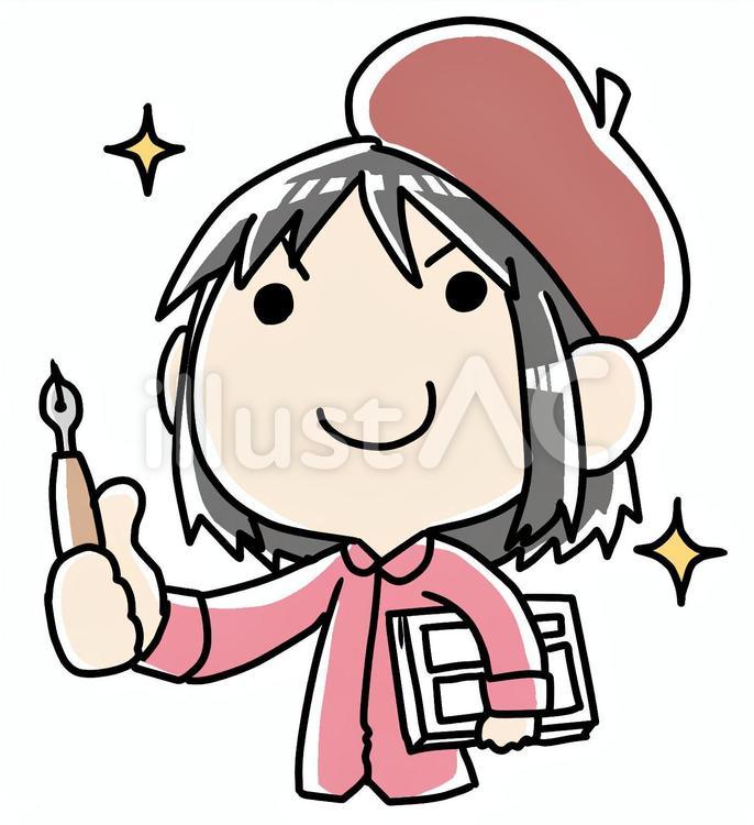 漫画家を目指す少女 漫画家,目指す,少女のイラスト素材