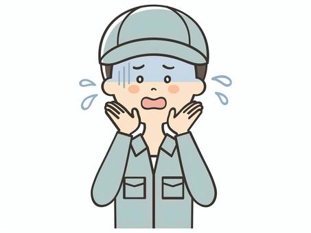 危険を知らせる男性作業員 危険を知らせる男性作業員 sos,助けて,焦る,困る,絶望,不安,危険,注意喚起,呼びかけ,声かけのイラスト素材