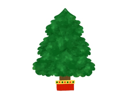 クリスマスツリーB（プレーン）　 12月,december,クリスマス,冬,年末,季節,行事,ポイント,手描き,手描き風のイラスト素材