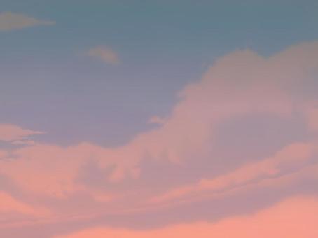 夕焼け＿雲02 夕焼け,夕焼雲,雲海,雲,入道雲,空,青空,晴天,青,ブルーのイラスト素材