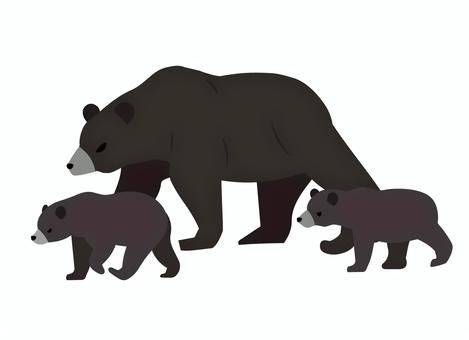 怖い熊の親子 熊,親子,ヒグマ,害獣,リアル,全身,主線なし,カラー,哺乳類,野生動物のイラスト素材