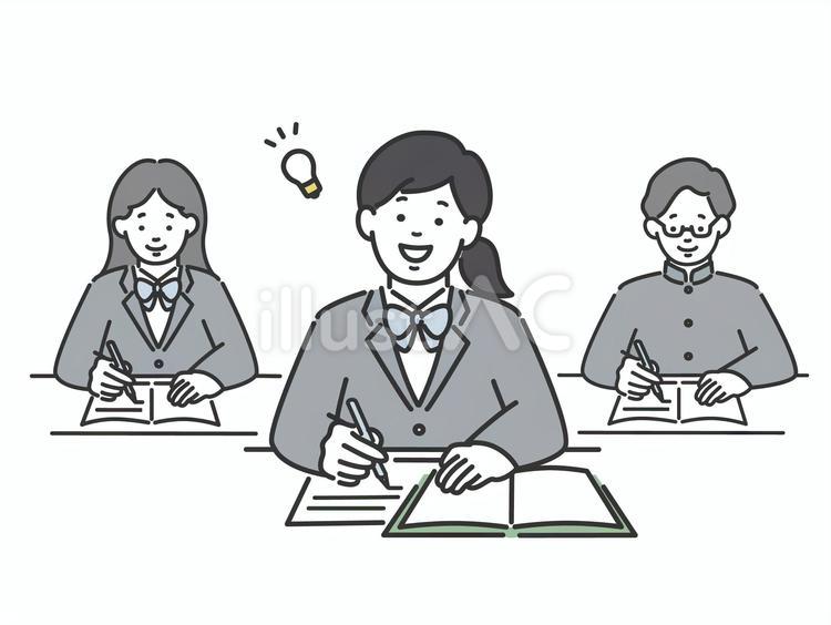 授業内容が理解できる女子学生　学習 やる気,わかる,理解のイラスト素材