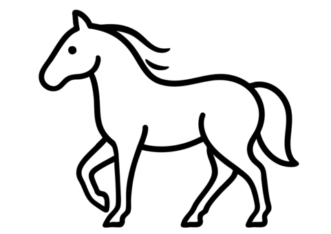馬のシンプルな線画イラスト 馬,競馬,年賀状,賀年,干支,午年,2026,年賀,シンプル,線画のイラスト素材