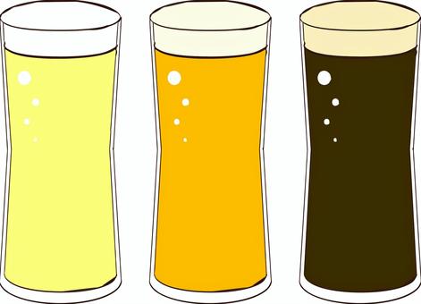 3種類のビール 飲み物,酒,ビール,グラス,3種類のイラスト素材