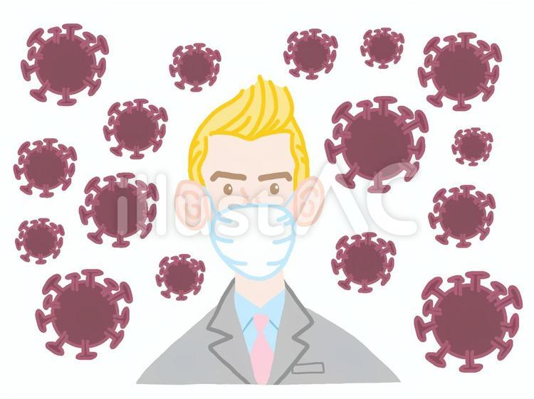 ウイルス 男性,ビジネスマン,人物のイラスト素材