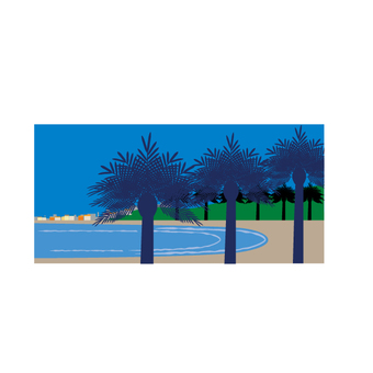 ニース　プロムナードデザングレ プロム,地中海,海岸,遊歩道,フランス,ニース,風景,ヤシ,植物,コートダジュールのイラスト素材